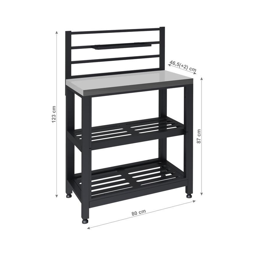 Vanjski modularni stol 80x47x123 cm crni/nehrđajući čelik