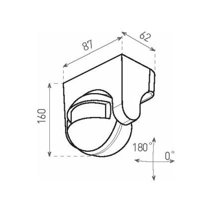 Vanjski PIR senzor pokreta, 1200 W / 230 V, IP44, crni