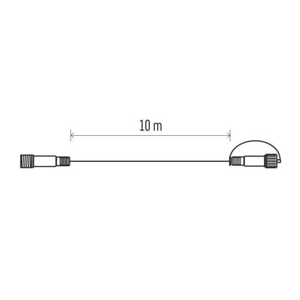 Vanjski produžni kabel za povezivanje svjetlosnih lanaca 10 m IP44 bijeli
