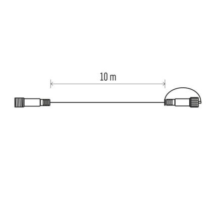 Vanjski produžni kabel za spajanje svjetlosnih nizova 10 m IP44, crni
