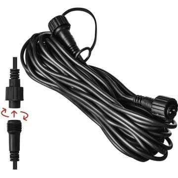 Vanjski produžni kabel za svjetlosne lance, 10 m, IP44, crne boje