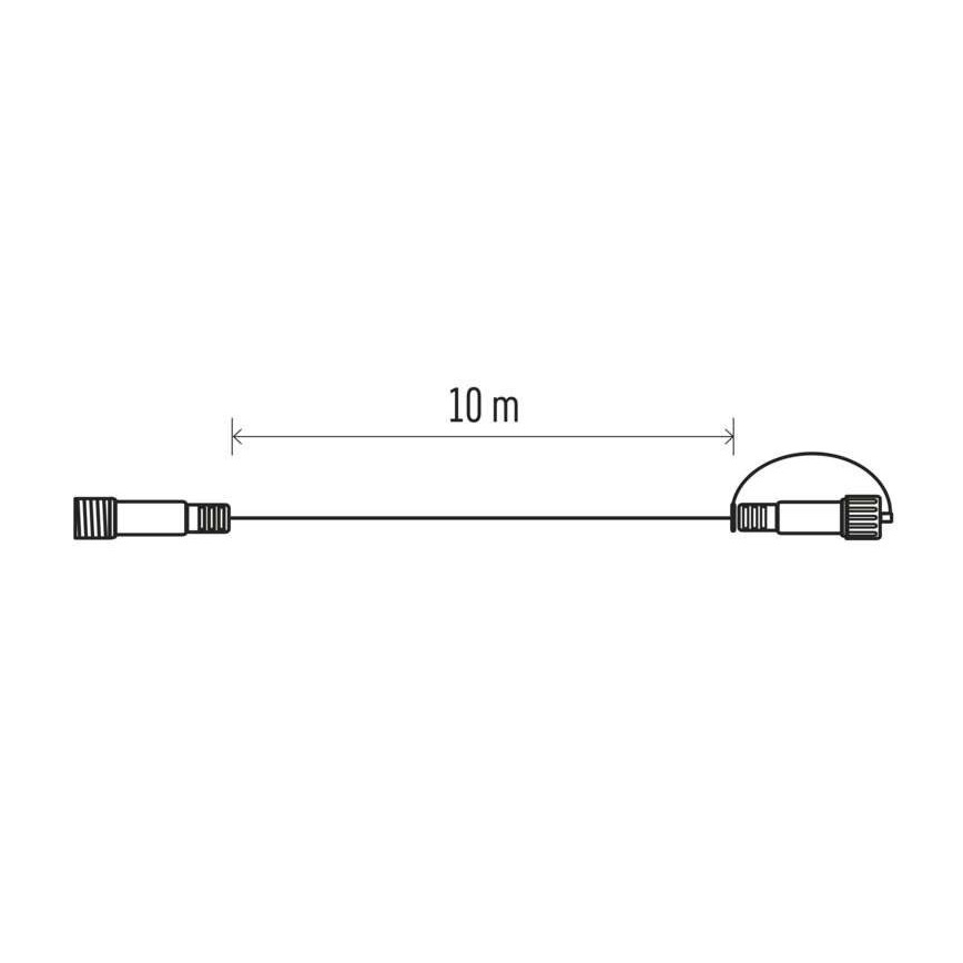 Vanjski produžni kabel za svjetlosne lance, 10 m, IP44, crne boje