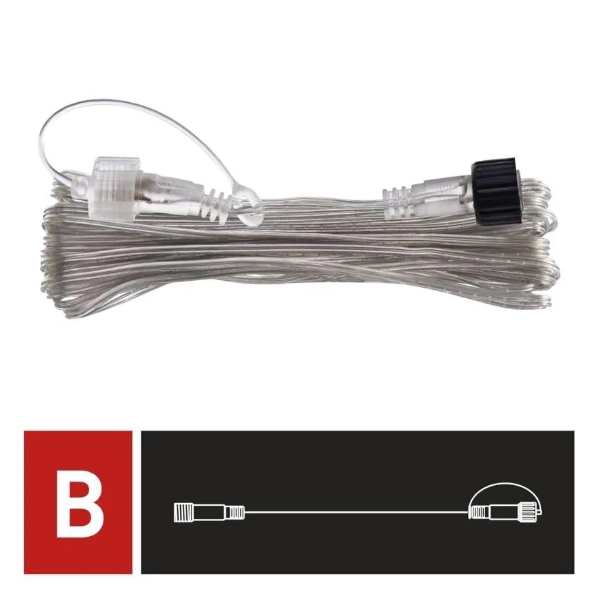 Vanjski prozirni produžni kabel za spajanje svjetlosnih nizova 10m IP44