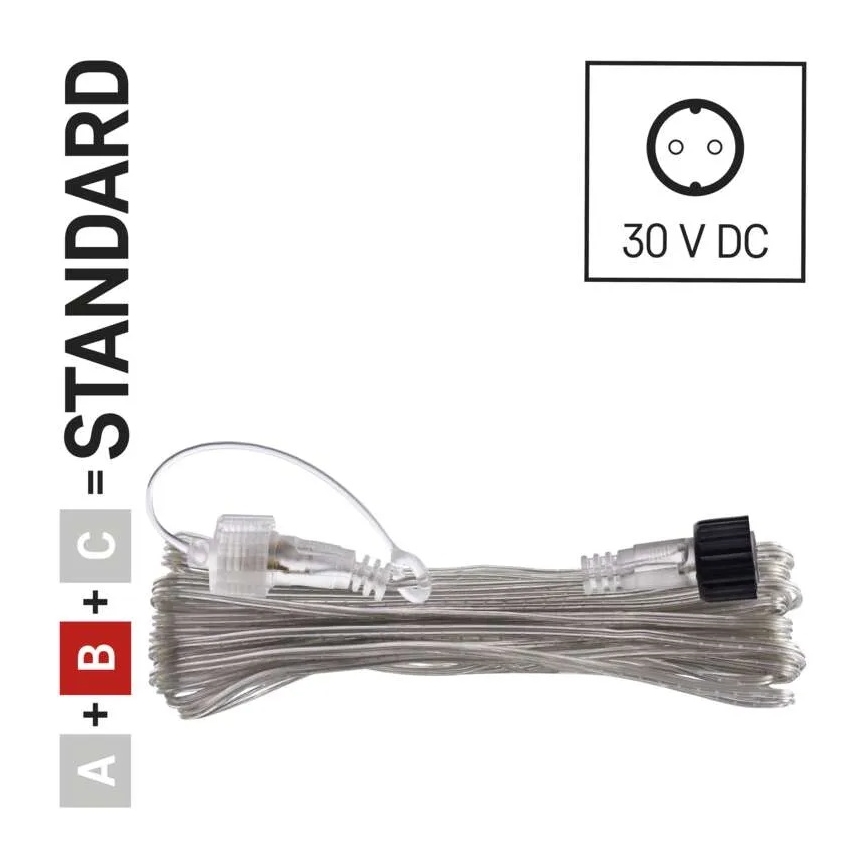 Vanjski prozirni produžni kabel za spajanje svjetlosnih nizova 10m IP44
