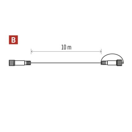 Vanjski prozirni produžni kabel za spajanje svjetlosnih nizova 10m IP44