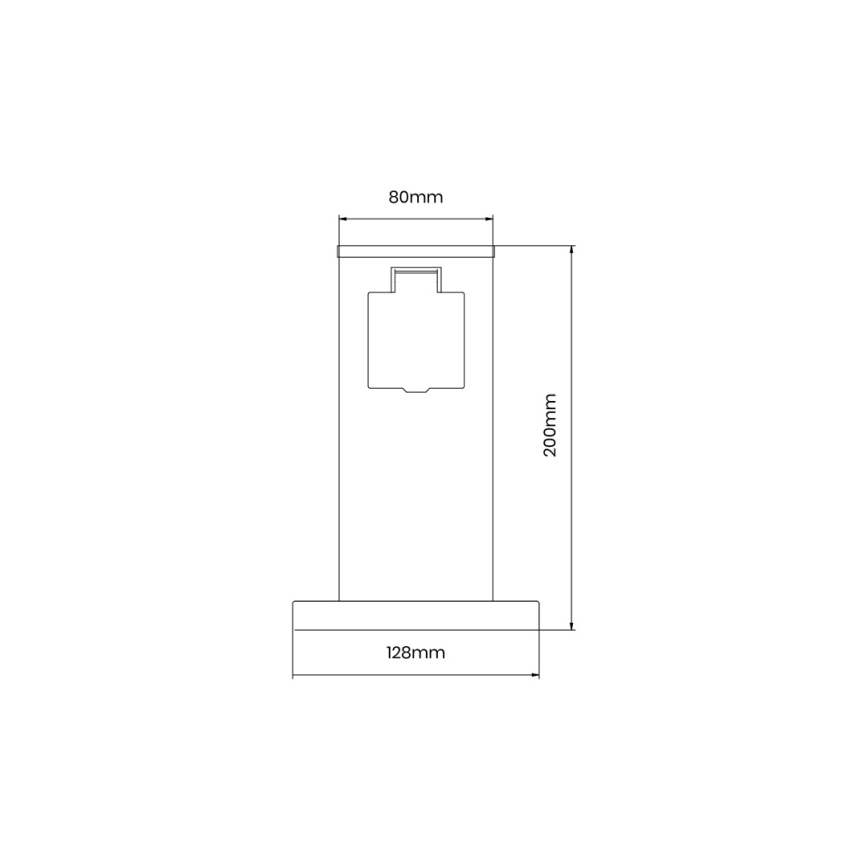 Vanjski stup s utičnicama 1U SCHUKO 230V IP44 20 cm crna