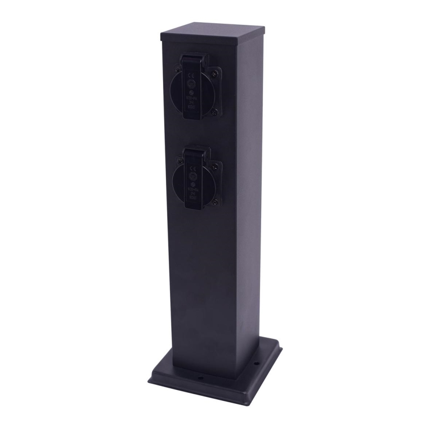 Vanjski stup s utičnicama 2U SCHUKO 230V IP44 40 cm crna