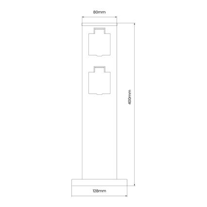 Vanjski stup s utičnicama 2U SCHUKO 230V IP44 40 cm crna