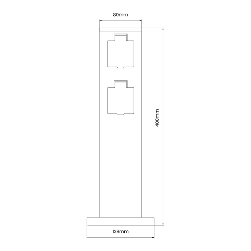 Vanjski stup s utičnicama 2U SCHUKO 230V IP44 40 cm crna