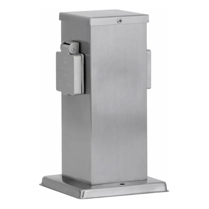Vanjski stup s utičnicama 2U SCHUKO 230V mat krom IP44