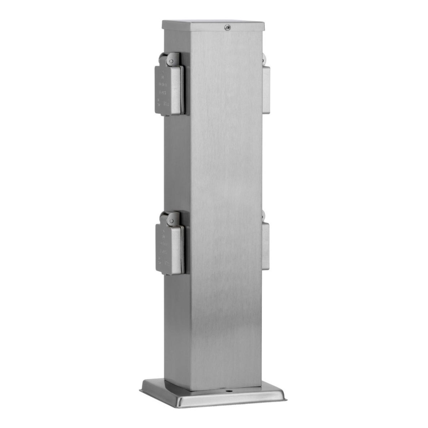 Vanjski stup s utičnicama 4U SCHUKO 230V mat krom IP44