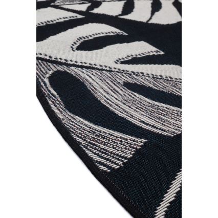Vanjski tepih JUNGLE 135 cm crna/bijela/uzorak lišća