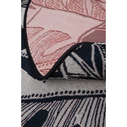 Vanjski tepih JUNGLE 135 cm crna/bijela/uzorak lišća