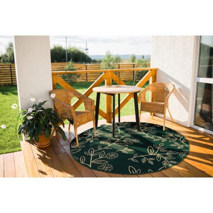 Vanjski tepih JUNGLE 135 cm, zelene boje / uzorak lišća