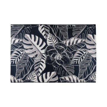Vanjski tepih JUNGLE 160x220 cm, crno-bijeli, uzorak lišća