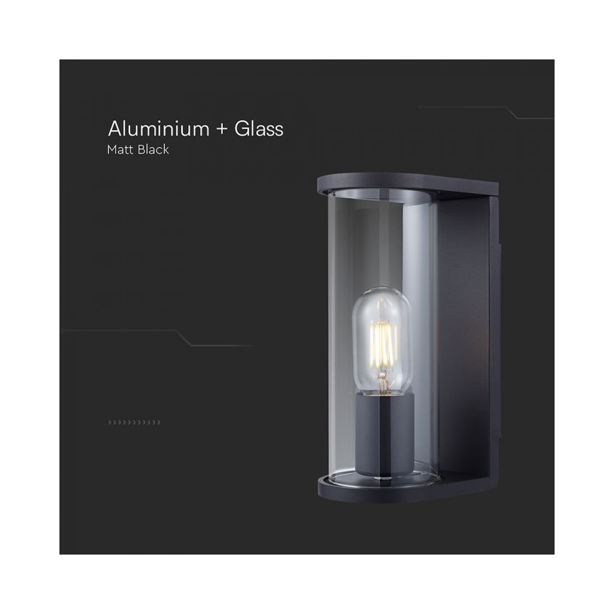 Vanjsko zidno svjetlo 1xE27/60W/230V IP44 crna/zadimljeno staklo