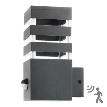 Vanjsko zidno svjetlo s senzorom TEKSAS 1xE27/12W/230V IP44 antracit