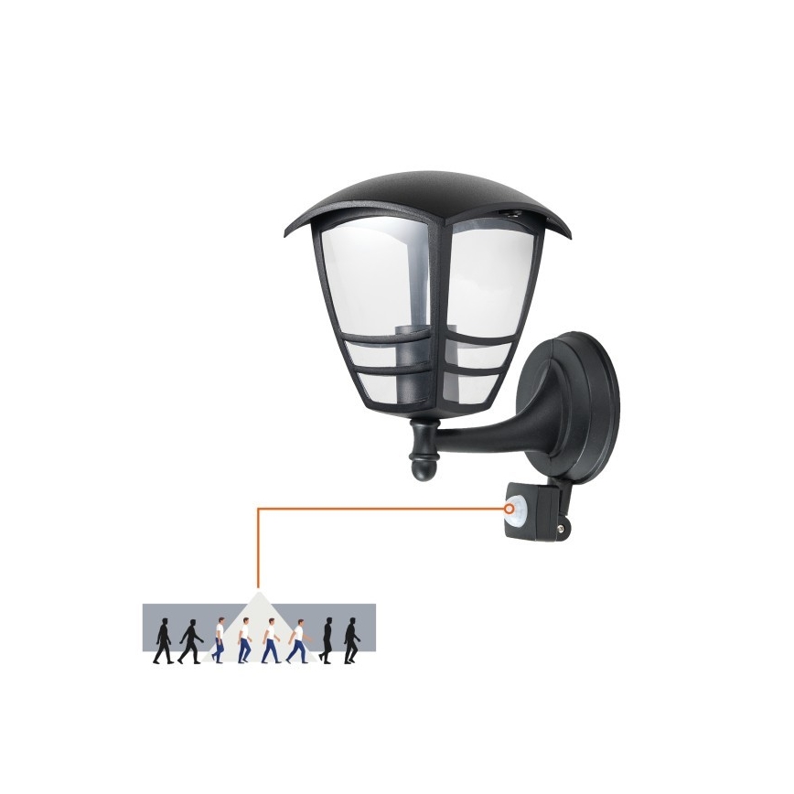 Vanjsko zidno svjetlo sa senzorom TEVIO 1xE27/60W/230V IP54 crno