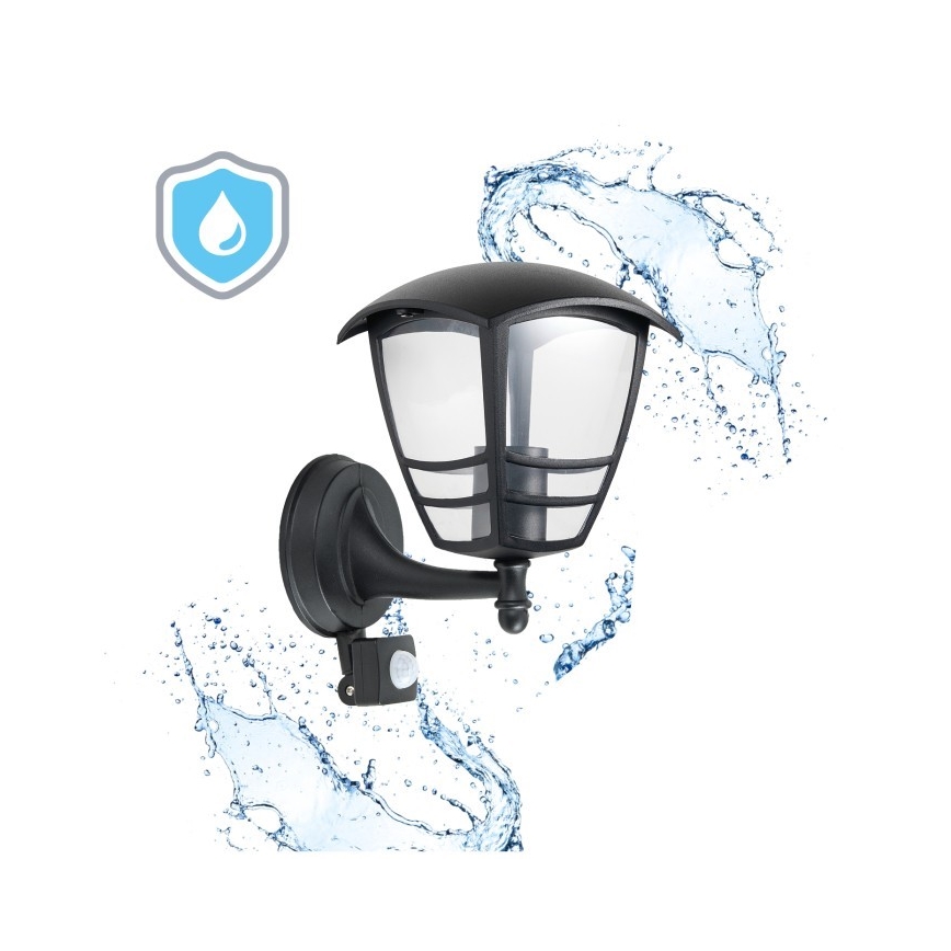 Vanjsko zidno svjetlo sa senzorom TEVIO 1xE27/60W/230V IP54 crno