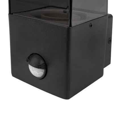 Vanjska zidna svjetiljka sa senzorom pokreta i sumraka 1xE27/40W/230V IP44 crna/dimljena