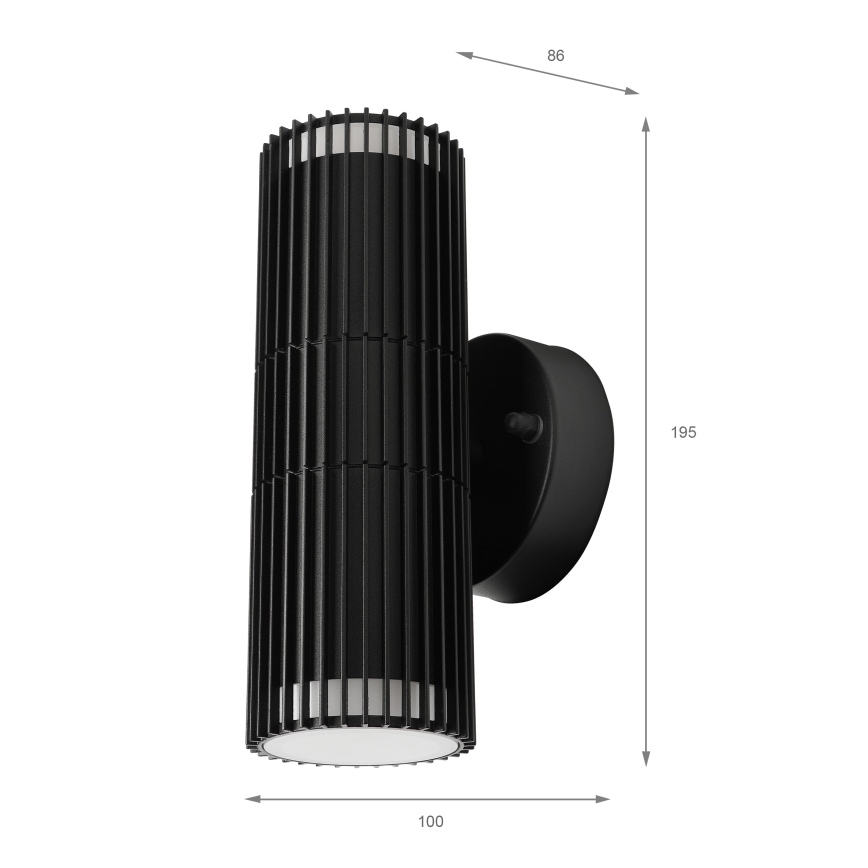 Vanjsko zidno usmjereno svjetlo LANTHEA 2xGU10/11W/230V IP44 crno