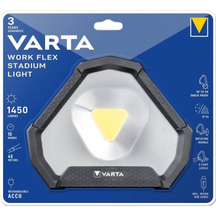 Varta 18647101401 - LED Prijenosna baterijska svjetiljka WORK FLEX LED/12W/5V 5200mAh IP54