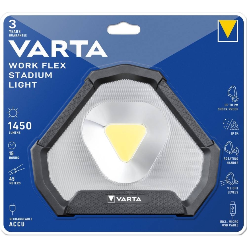 Varta 18647101401 - LED Prijenosna svjetiljka WORK FLEX LED/12W/5V 5200 mAh IP54