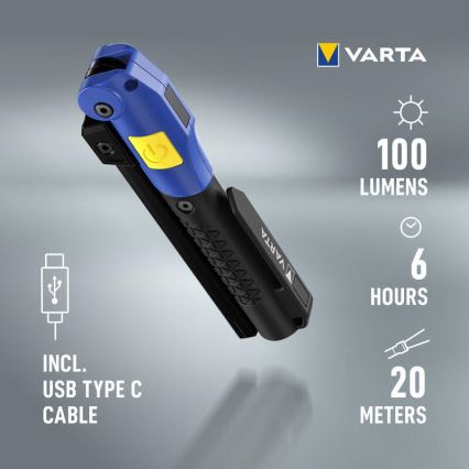 Varta 18649101401 - LED Punjiva baterijska svjetiljka WORK FLEX F20R LED/5V IP54