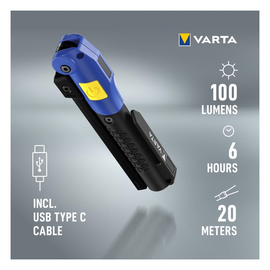 Varta 18649101401 - LED Punjiva baterijska svjetiljka WORK FLEX F20R LED/5V IP54