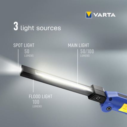 Varta 18649101401 - LED Punjiva baterijska svjetiljka WORK FLEX F20R LED/5V IP54