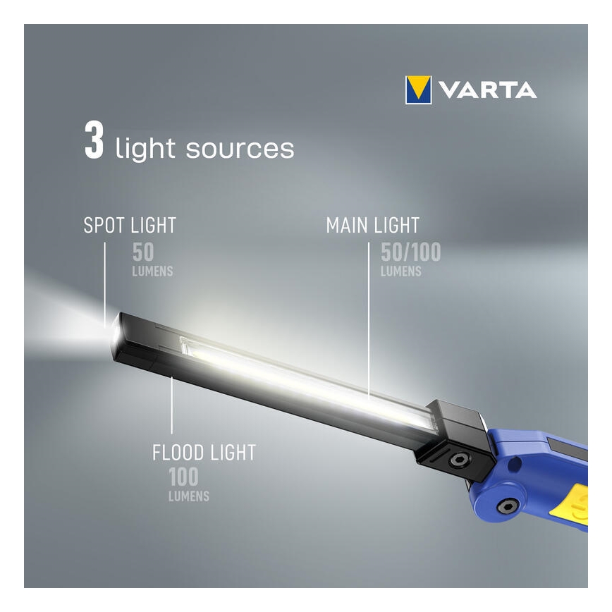 Varta 18649101401 - LED Punjiva baterijska svjetiljka WORK FLEX F20R LED/5V IP54