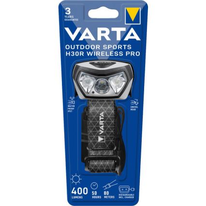 Varta 18650101401 - LED Prigušiva punjiva čeona svjetiljka s bežičnim punjenjem OUTDOOR SPORTS LED/5V 1800 mAh IPX7
