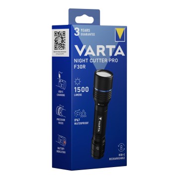 Varta 18921101111 - LED Punjiva svjetiljka NIGHT CUTTER PRO F30R LED/USB IP67