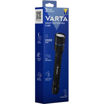 Varta 18922101111 - LED Punjiva baterijska svjetiljka s power bankom NIGHT CUTTER PRO F40R LED/USB IP67