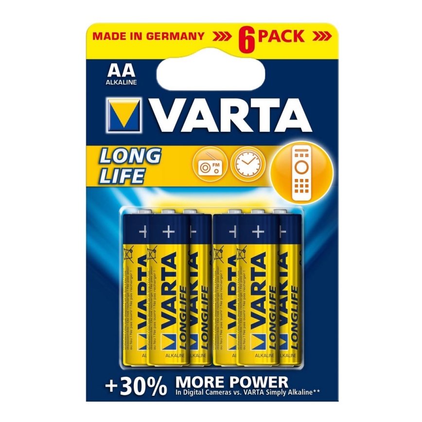 Varta 4106 - 6 kom Alkalne baterije LONGLIFE EXTRA AA 1,5V