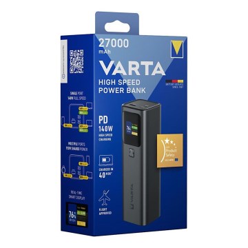Varta 57984101111 - Power bank s LED zaslonom Power Delivery 27000 mAh/140W/3,7V