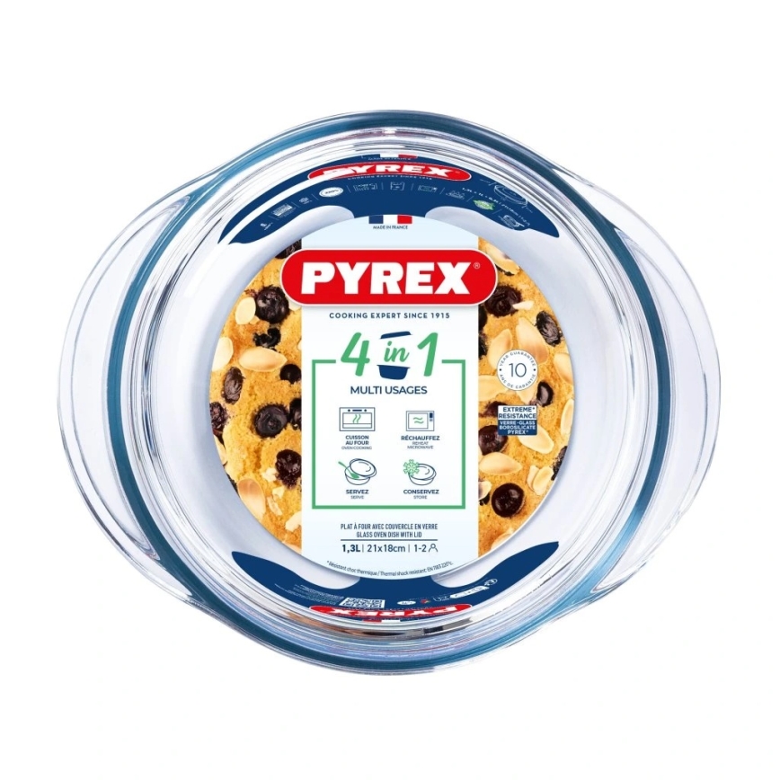 Vatrostalna posuda za pečenje PYREX 1,3 l s poklopcem