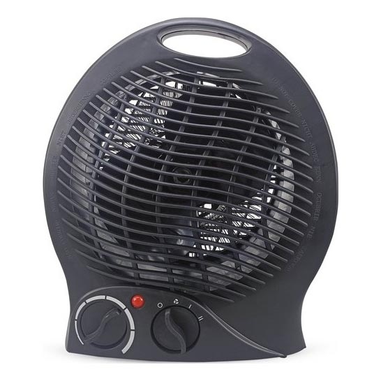 Ventilator s grijačem 1000/2000W/230V crni