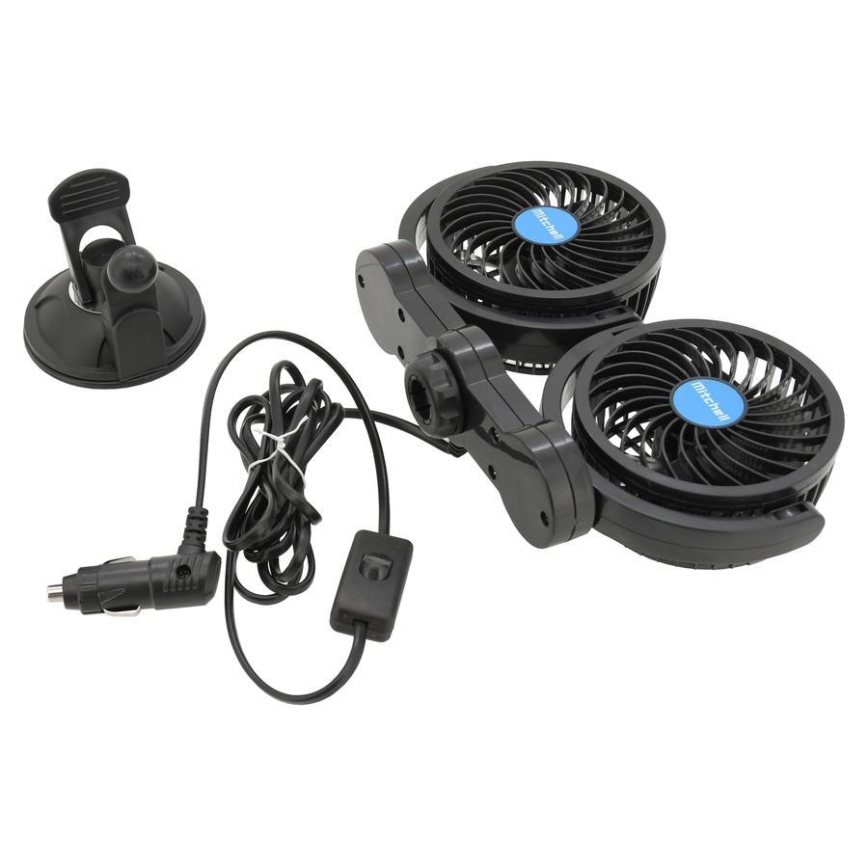 Ventilator s usisavačem za auto 7W/12V crni