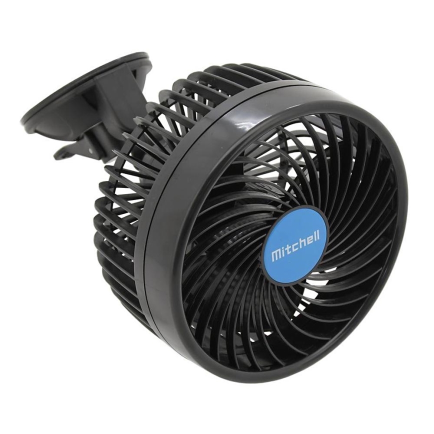 Ventilator s usisnom čašicom za automobil 9W/12V crna