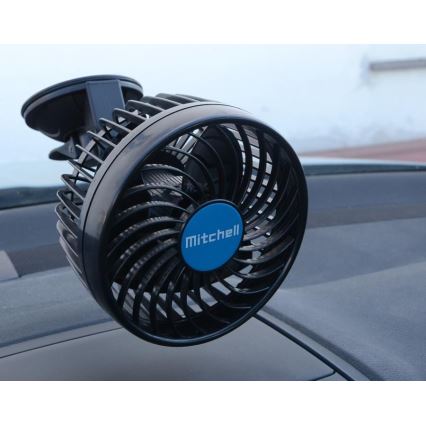 Ventilator s usisnom čašicom za automobil 9W/12V crna
