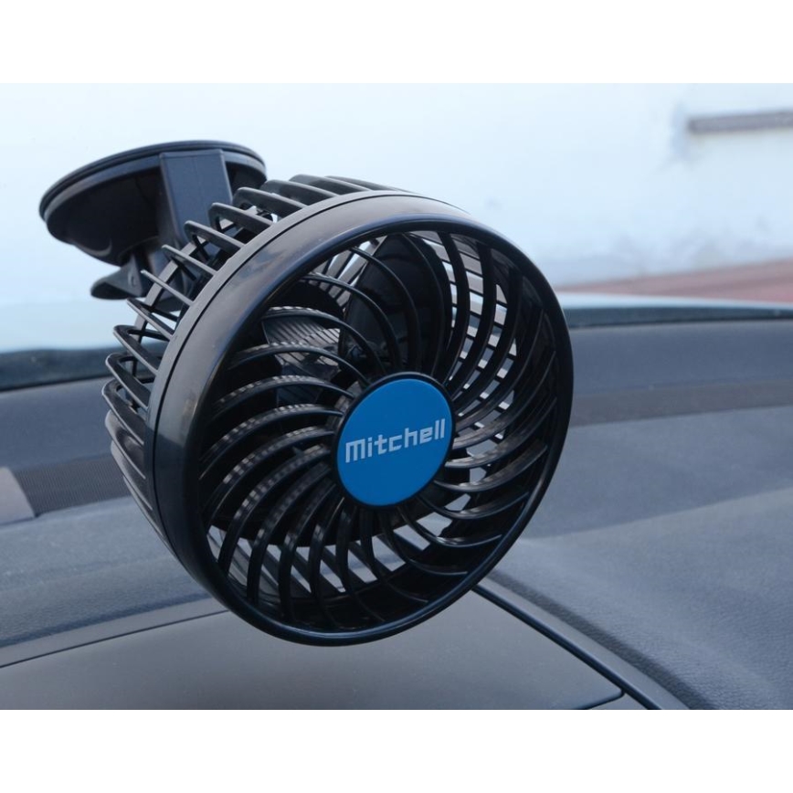 Ventilator s usisnom čašicom za automobil 9W/12V crna