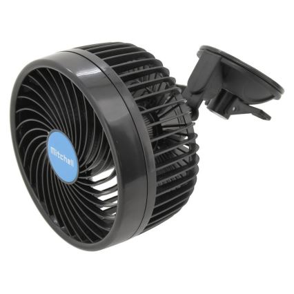 Ventilator s usisnom čašicom za automobil 9W/12V crna