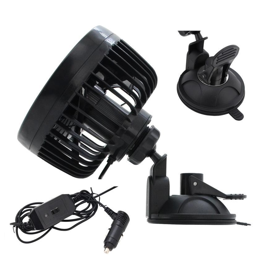 Ventilator s usisnom čašicom za automobil 9W/12V crna