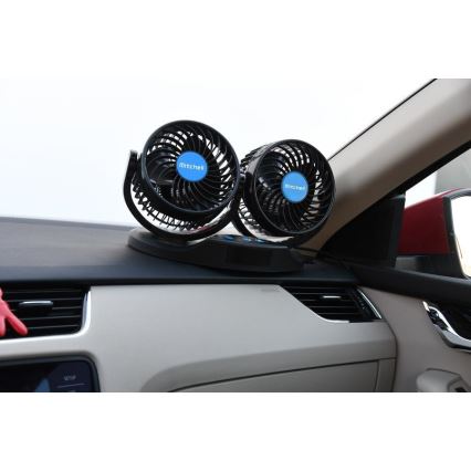 Ventilator za instrumentnu ploču automobila s termometrom 9W/12V crna
