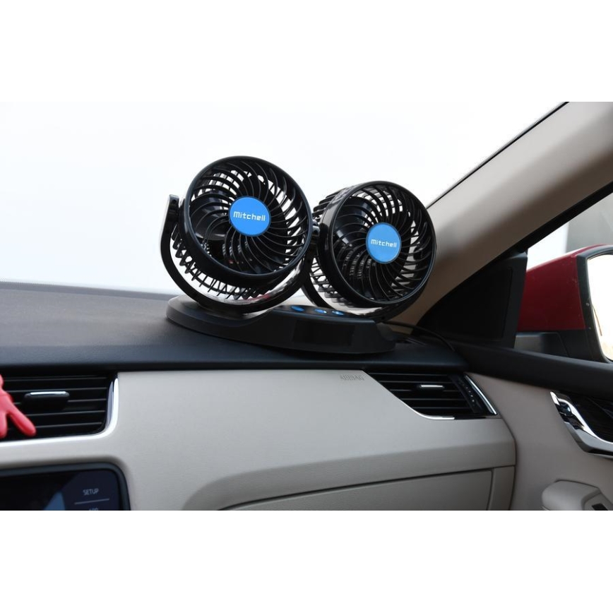 Ventilator za instrumentnu ploču automobila s termometrom 9W/12V crna