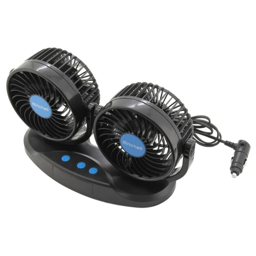 Ventilator za instrumentnu ploču automobila s termometrom 9W/12V crna