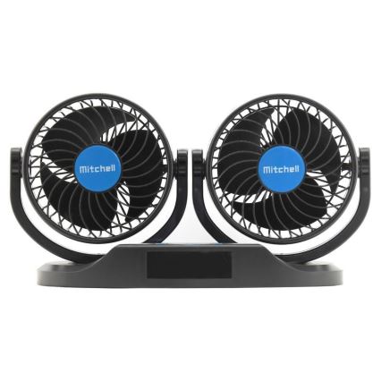 Ventilator za instrumentnu ploču automobila s termometrom 9W/12V crna