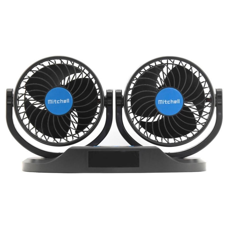 Ventilator za instrumentnu ploču automobila s termometrom 9W/12V crna