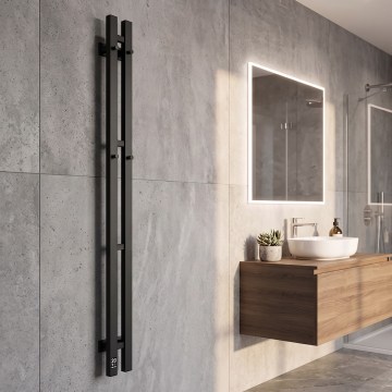 Vertaduro - Električni sušač ručnika s termostatom VEO 70W/230V 120x9 cm IP44 crni desni